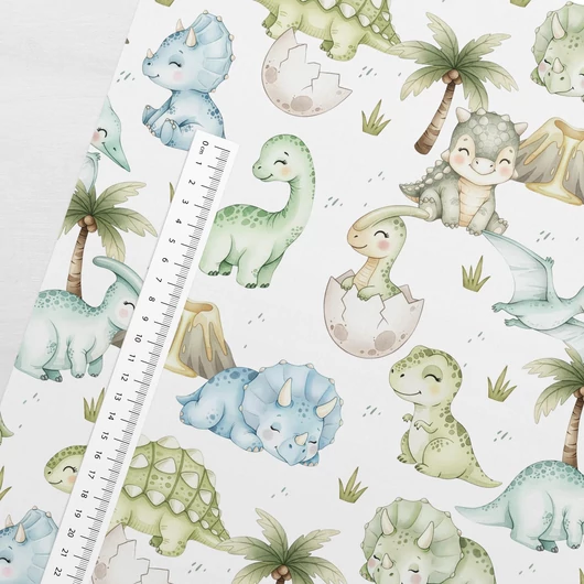 Prémium mintás pamutvászon, Kicsi dínók