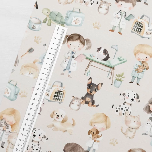 Prémium mintás pamutvászon, Kis állatorvosok