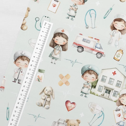 Prémium mintás pamutvászon, Kis doktorok