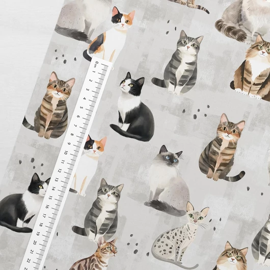 Prémium mintás pamutvászon, Macskák