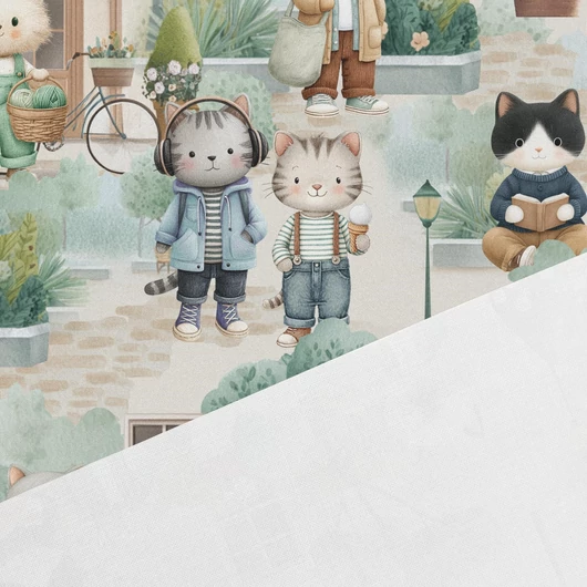Prémium mintás pamutvászon, Macskák a városban