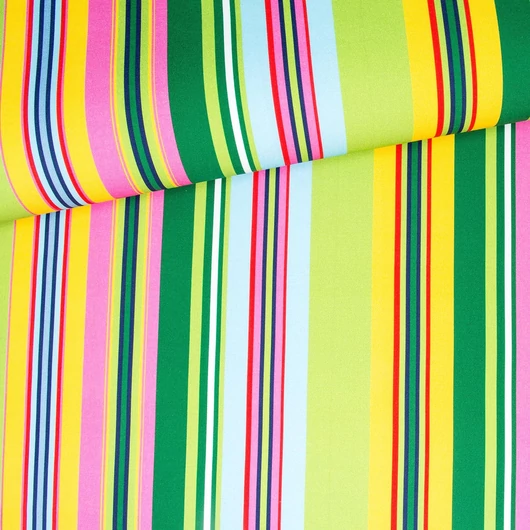Prémium mintás pamutvászon, Multicolor sárga-zöld csíkok