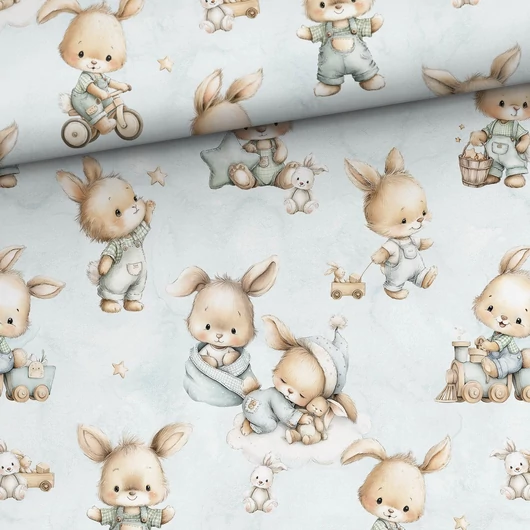 Prémium mintás pamutvászon, Nyuszi ovi