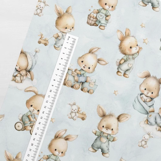 Prémium mintás pamutvászon, Nyuszi ovi