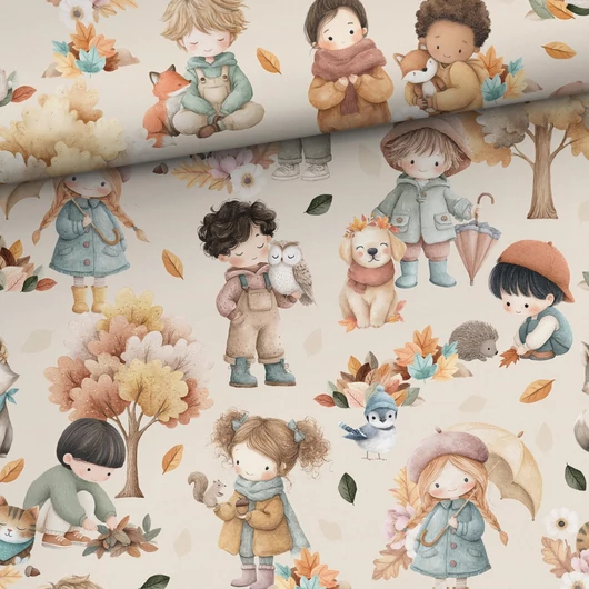 Prémium mintás pamutvászon, Ősz a parkban