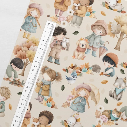 Prémium mintás pamutvászon, Ősz a parkban