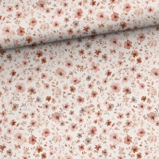Prémium mintás pamutvászon, Pink virágok