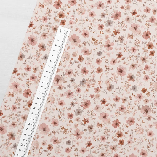 Prémium mintás pamutvászon, Pink virágok