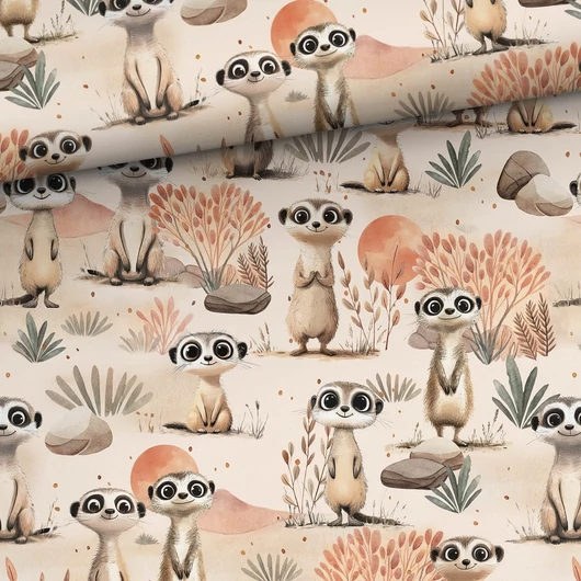 Prémium mintás pamutvászon, Szurikáták