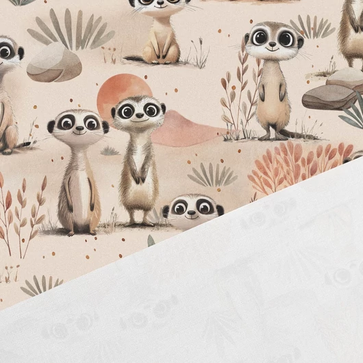 Prémium mintás pamutvászon, Szurikáták