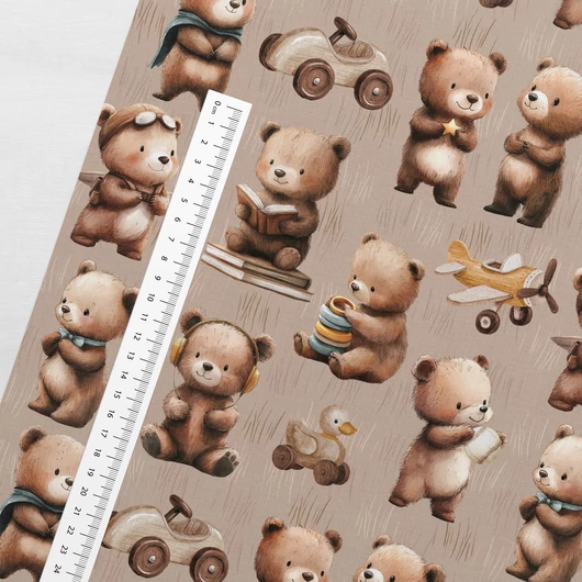 Prémium mintás pamutvászon, Teddy macik