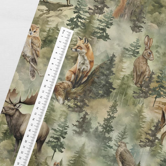 Prémium mintás pamutvászon, A titokzatos erdő állatai