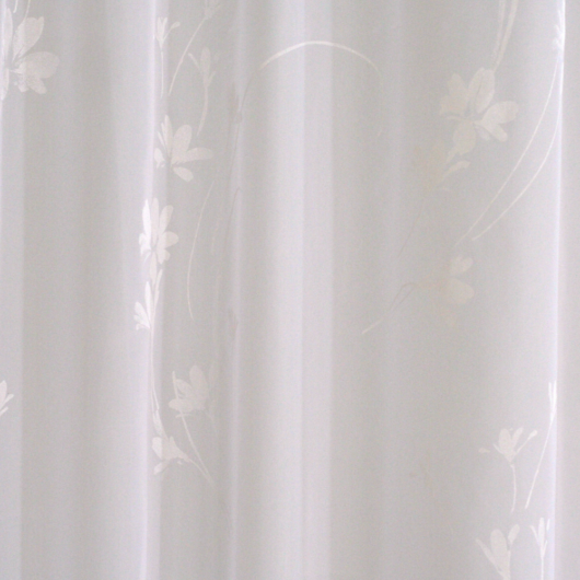 Cintia fényáteresztő függöny, fehér színben, 295 cm magas virágos mintázattal