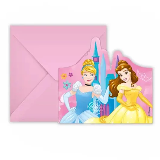 6db Szülinapi meghívó és boríték Disney Hercegnők
