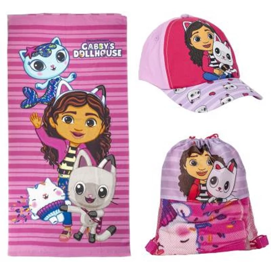 Strand szett - Baseball sapka + tornazsák + törölköző - Gabi babaháza