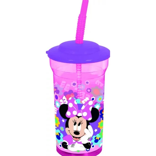 Szívószálas műanyag pohár BPA mentes - Minnie egér - 300ML