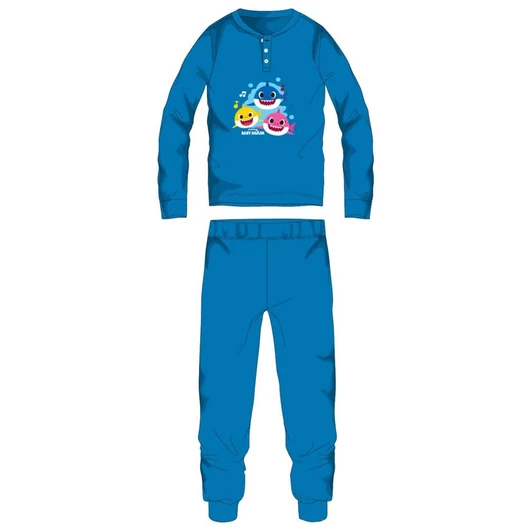 Baby Shark téli pamut gyerek pizsama - interlock pizsama - világoskék - 98