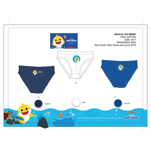 Baby Shark kisfiú alsó - 3 darabos pamut alsó - 98-104