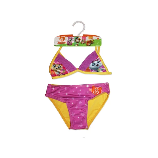 44 Csacska macska kétrészes fürdőruha kislányoknak - háromszög felsőrésszel - sárga - 98
