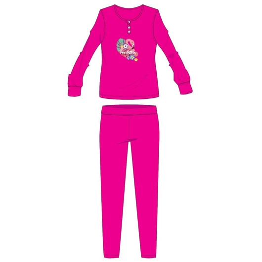 Flamingó téli pamut gyerek pizsama - interlock pizsama - pink - 98