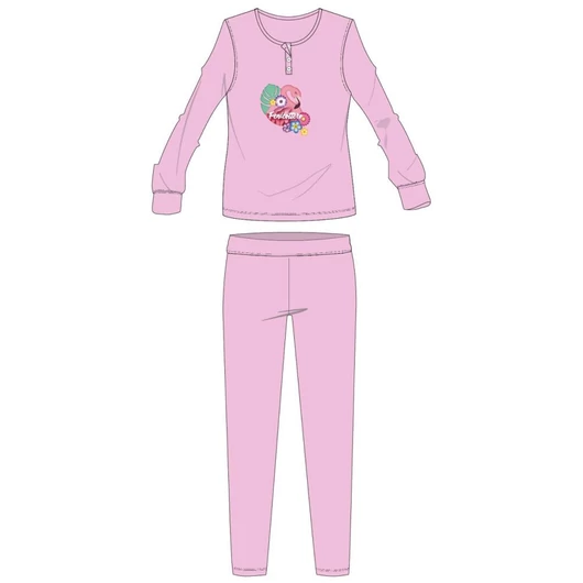 Flamingó téli pamut gyerek pizsama - interlock pizsama - világosrózsaszín - 104