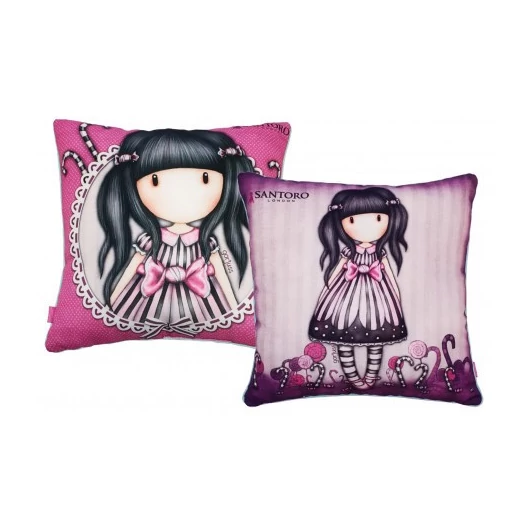 Gorjuss párna, díszpárna - 40x40 cm - lila-rózsaszín