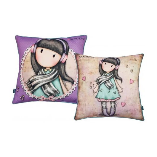 Gorjuss párna, díszpárna - 40x40 cm - beige-lila