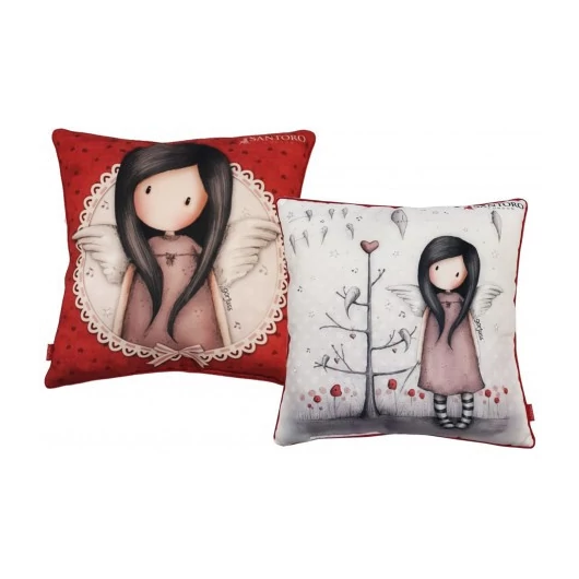 Gorjuss párna, díszpárna - 40x40 cm - fehér-piros