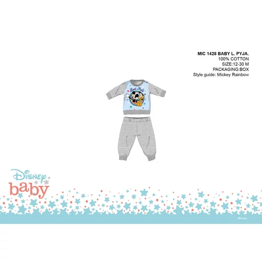 Disney Mickey egér baba pizsama - jersey pamut pizsama - szürke - 86