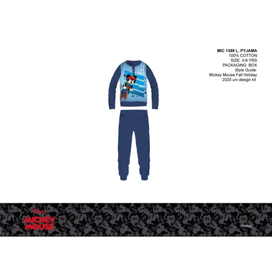 Disney Mickey egér vékony pamut gyerek pizsama - jersey pizsama - sötétkék - 104