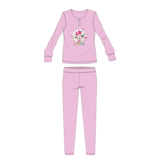 Disney Minnie egér téli pamut gyerek pizsama - interlock pizsama - világosrózsaszín - 128