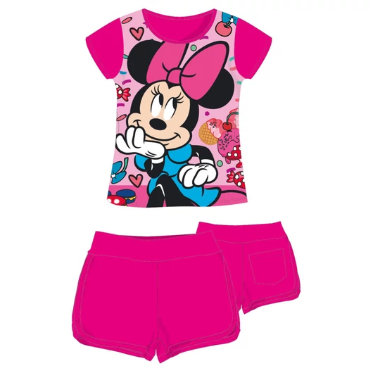 Disney Minnie egér pamut nyári együttes - póló-rövidnadrág szett - pink - 128