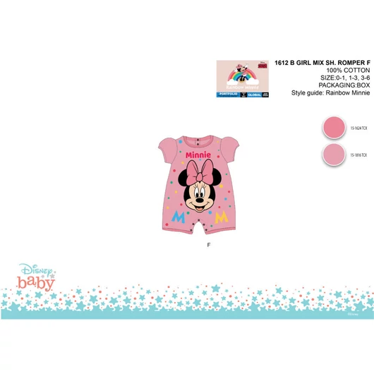 Disney Minnie egér nyári rövid ujjú baba rugdalózó - rózsaszín - 0-1 hónapos babának