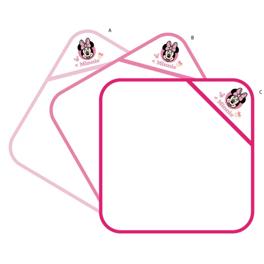 Disney Minnie egér kapucnis babatörölköző hímzett mintával - 70 x 70 cm - világosrózsaszín