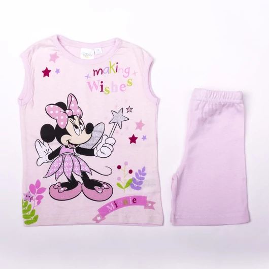 Minnie egér kislány pamut nyári együttes - trikó-rövidnadrág szett - világosrózsaszín - 92