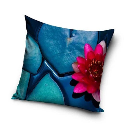 Virág mintájú párnahuzat 40x40 cm - kék-pink