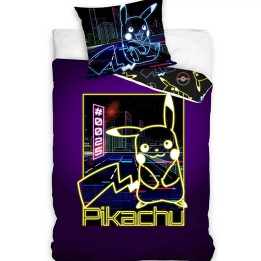 POKÉMON Pikachu NEON őrület ágynemű 100% pamut 140x200 + 70x90