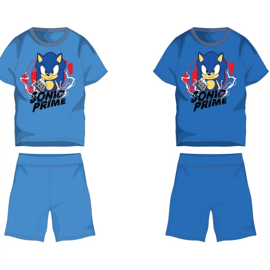 Sonic pamut nyári együttes - póló-rövidnadrág szett - világoskék - 98