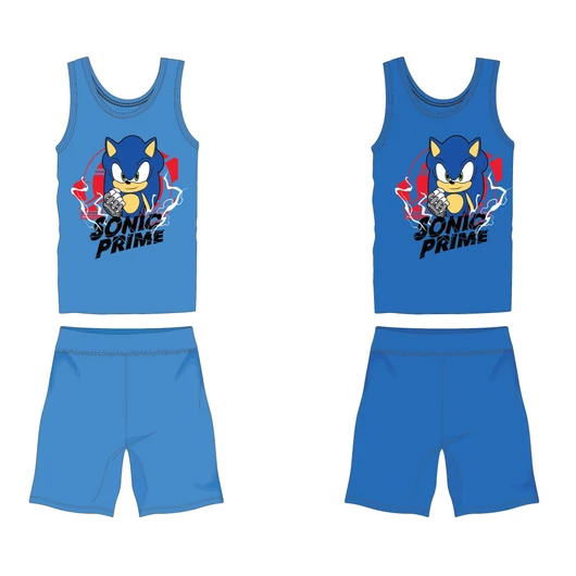 Sonic pamut nyári együttes - trikó-rövidnadrág szett - középkék - 116