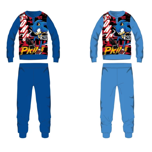 Sonic pamut flanel gyerek pizsama - középkék - 104