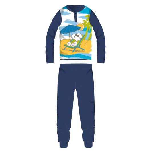 Snoopy hosszú vékony gyerek pizsama - pamut jersey pizsama - sötétkék