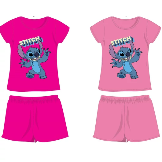 Disney Stitch pamut nyári együttes - póló-rövidnadrág szett - pink - 128