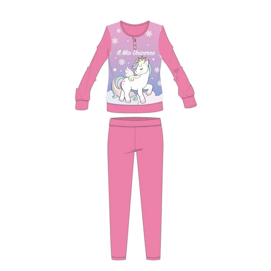 Unikornis téli vastag gyerek pizsama - pamut flanel pizsama - rózsaszín - 122