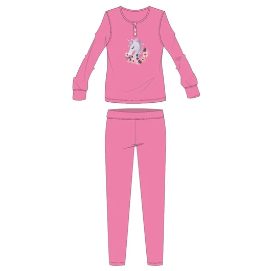 Unikornis pamut flanel pizsama - téli vastag gyerek pizsama - rózsaszín - 110