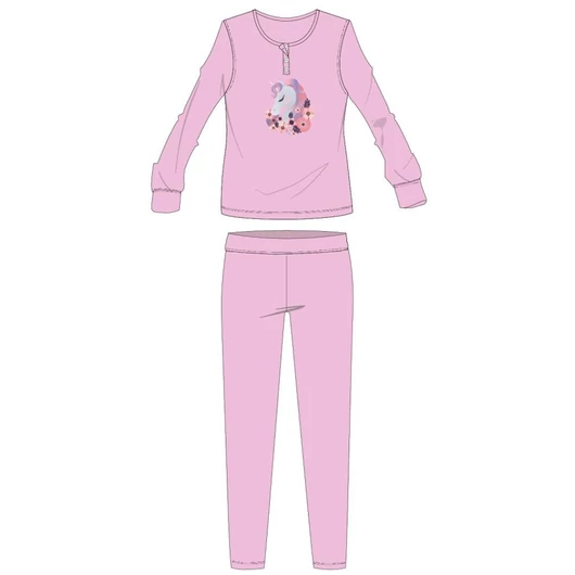 Unikornis pamut flanel pizsama - téli vastag gyerek pizsama - világosrózsaszín - 110