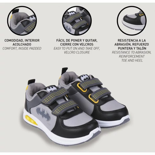 Batman Grey LED villogó, világító utcai cipő 28