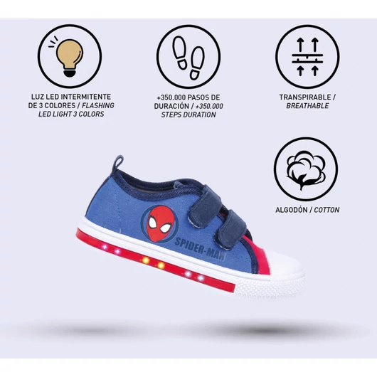 Pókember Blue LED villogó, világító utcai cipő 26