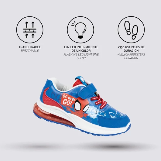 Pókember Go LED villogó, világító utcai cipő 27