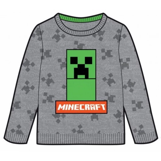 Minecraft Grey gyerek kötött pulóver 8 év / 128 cm