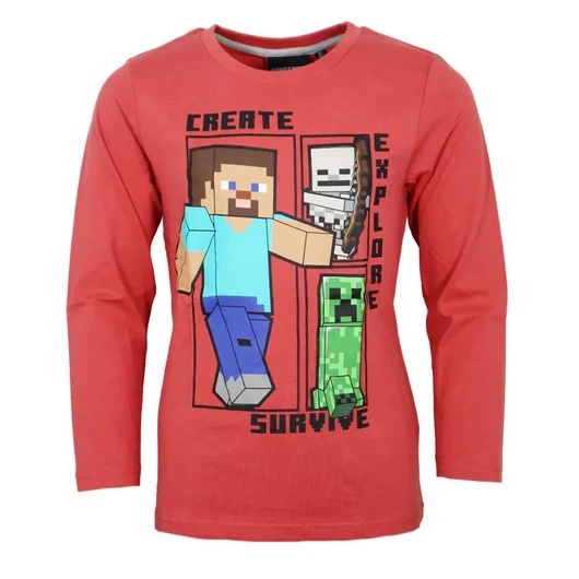 Minecraft Create Red gyerek hosszú ujjú póló, felső 8 év / 128 cm